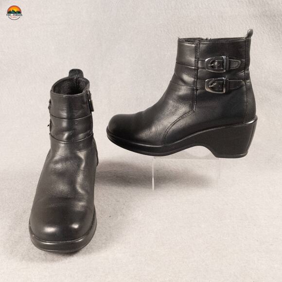 Dansko Bibi Moto Boots Black Leather Block Heel Side Zip Bikercore Women's Sz 36 - Picture 1 of 14